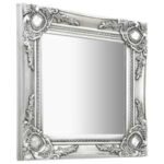 Miroir Baroque Argenté — Cadre Orné — Vase Bois Verre
