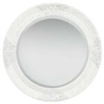 Miroir Baroque Blanc — Cadre Orné — Vase Bois Verre