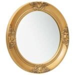 Miroir Baroque Doré — Cadre Orné — Vase Bois Verre