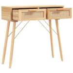 Console Bois Massif Pin — Praticité Naturelle — Vase Bois Verre