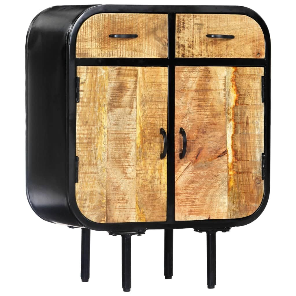 Buffet Arrondi Bois de Manguier – Coque Métal Noir