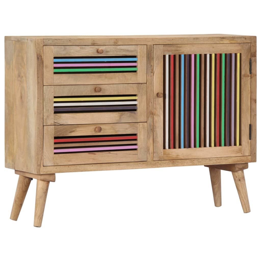 Buffet Manguier Massif Multicolore – Façades Rayées 100 cm