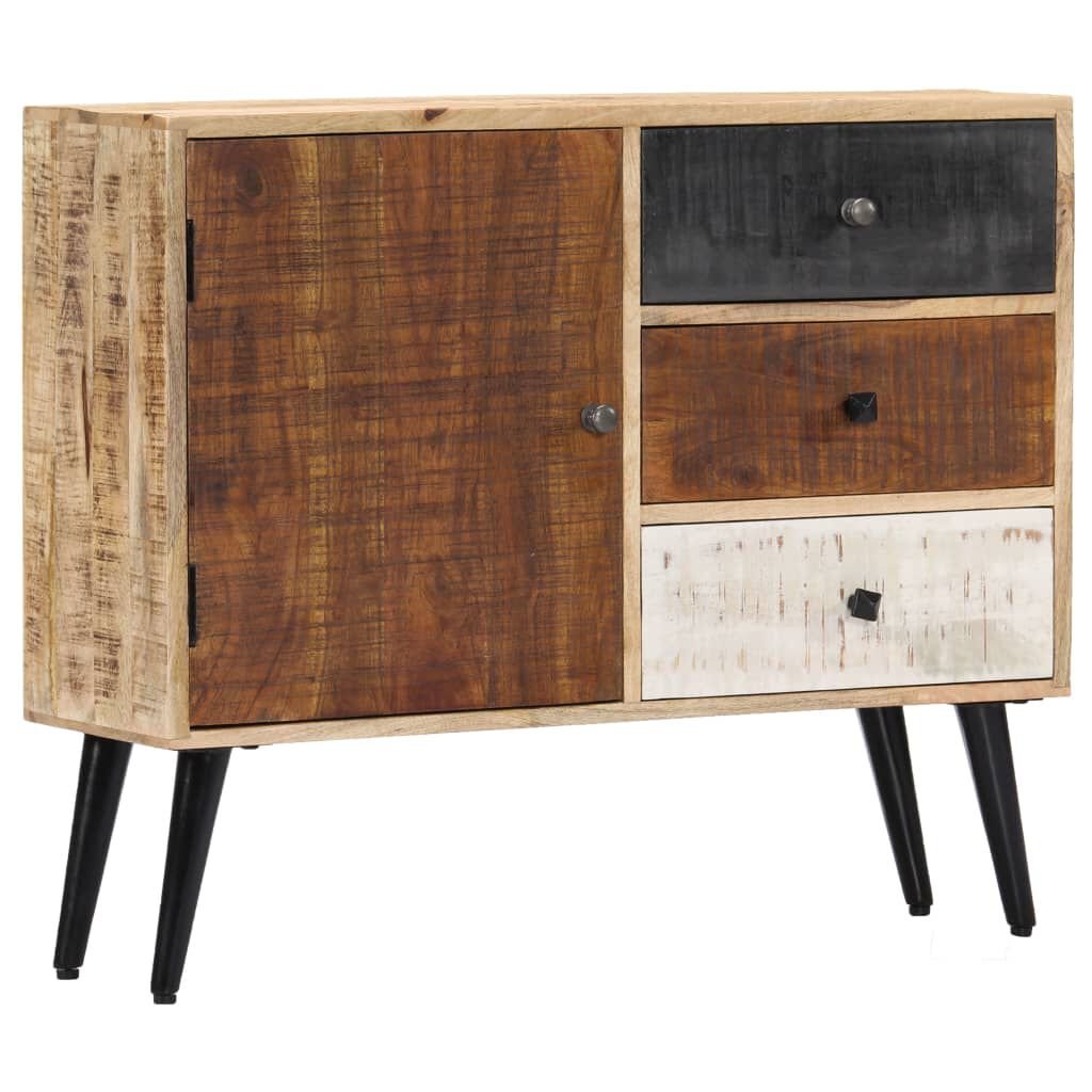 Buffet Manguier Massif Scandinave – Trois Tiroirs Contrastés