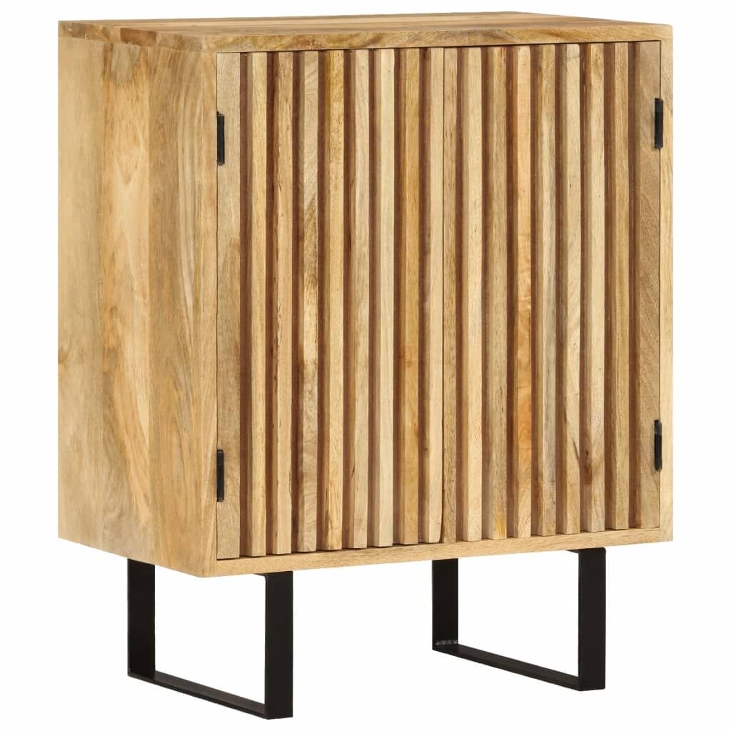 Buffet Cannelé Bois de Manguier – Piètement Métal Noir