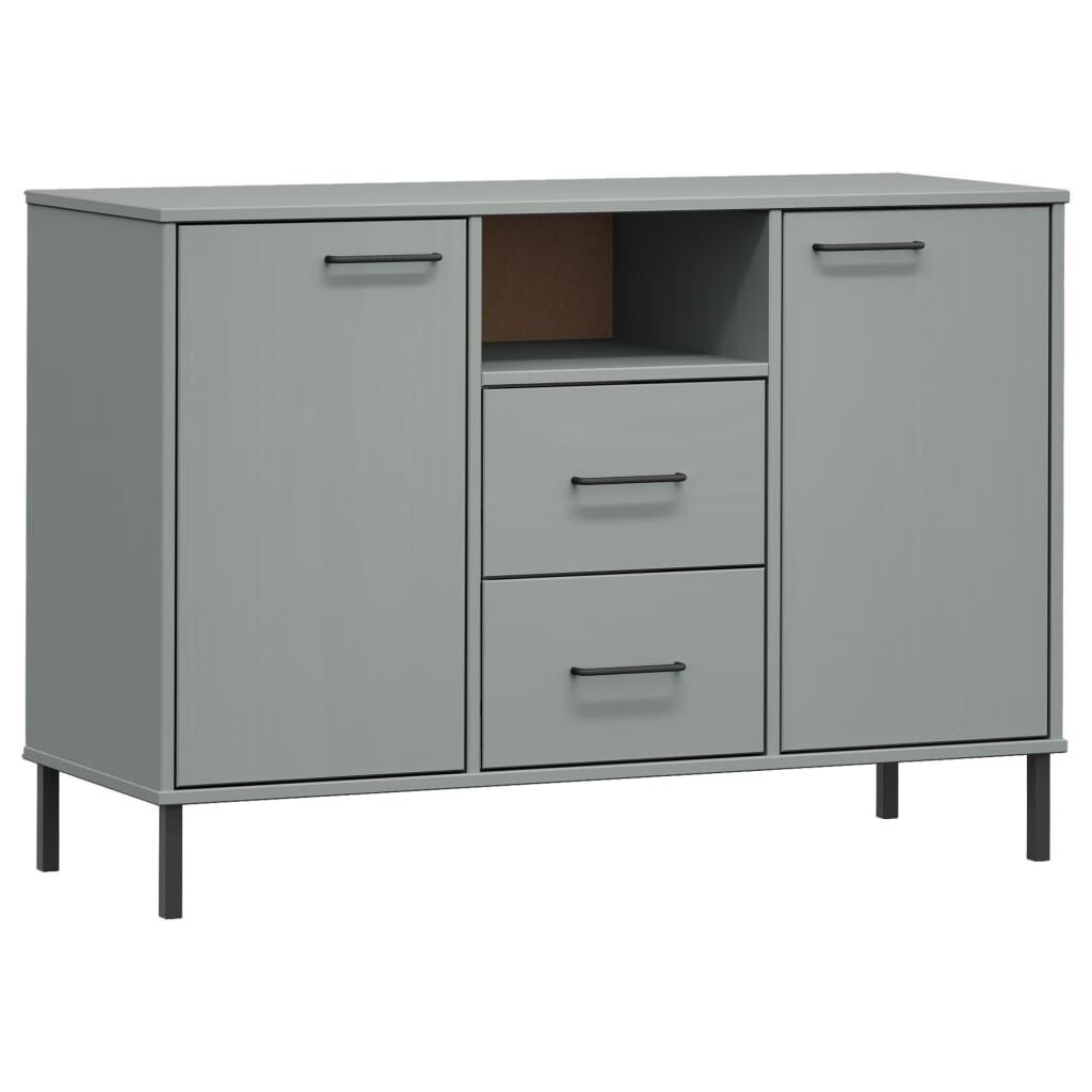 Buffet Scandinave Gris – Pin Massif et Pieds Métal