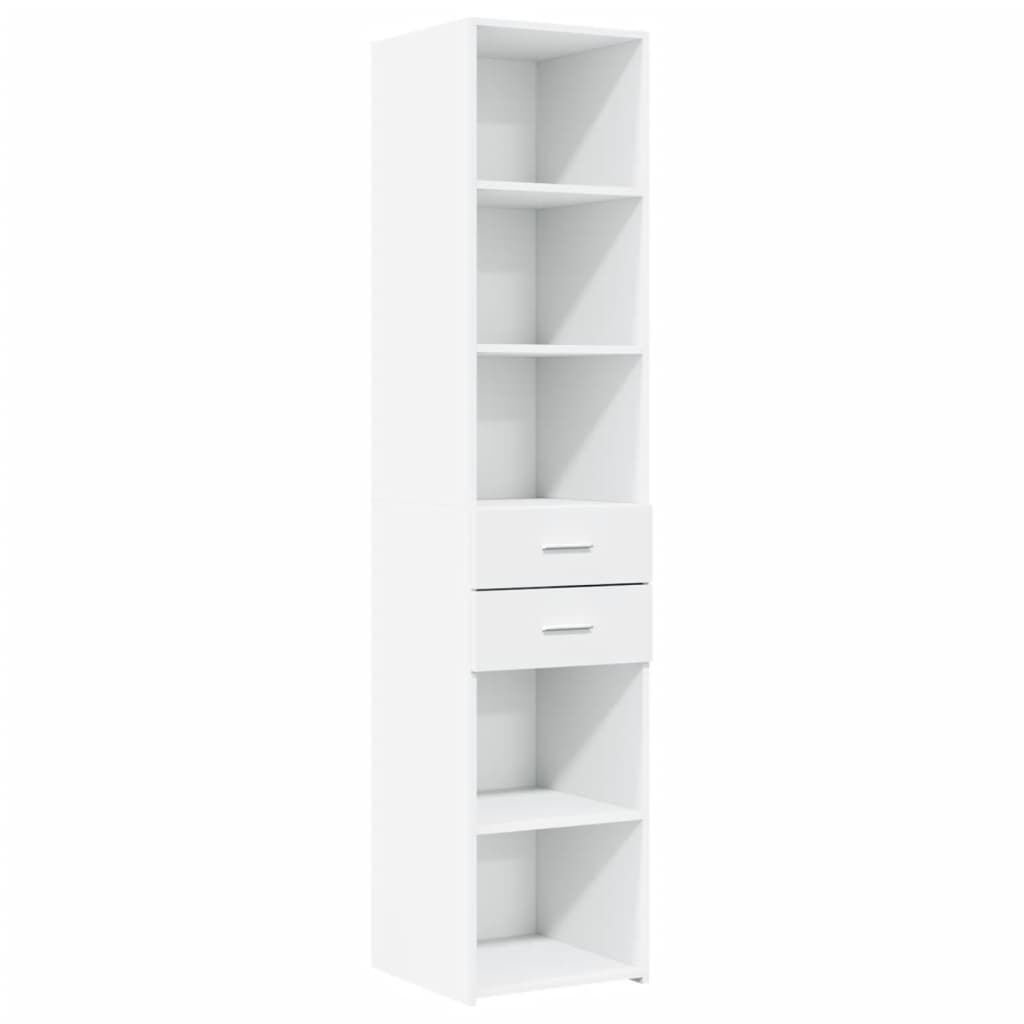 Colonne de Rangement Blanche – Tiroirs et Portes