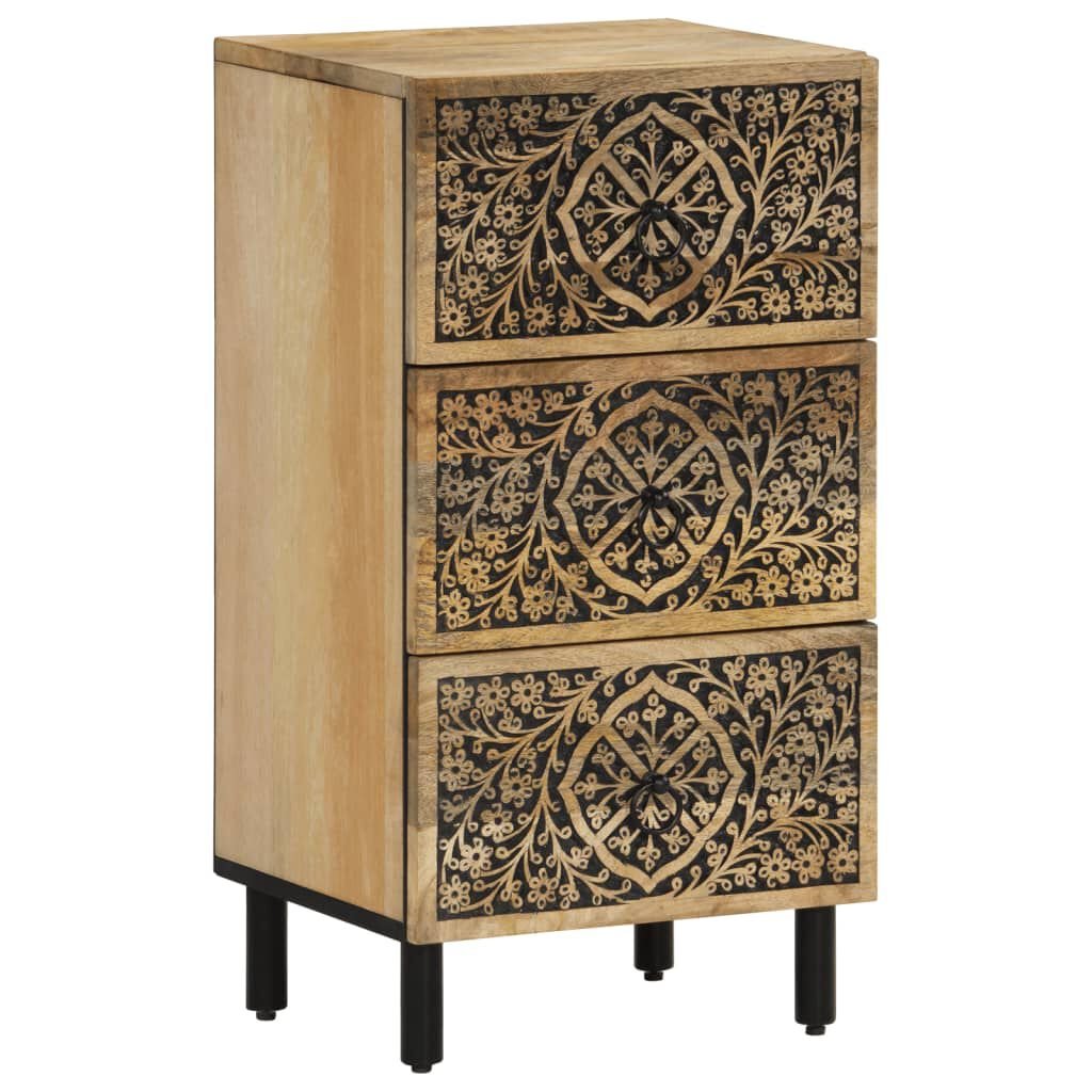 Commode Ajourée Bois Massif Manguier — 3 Tiroirs