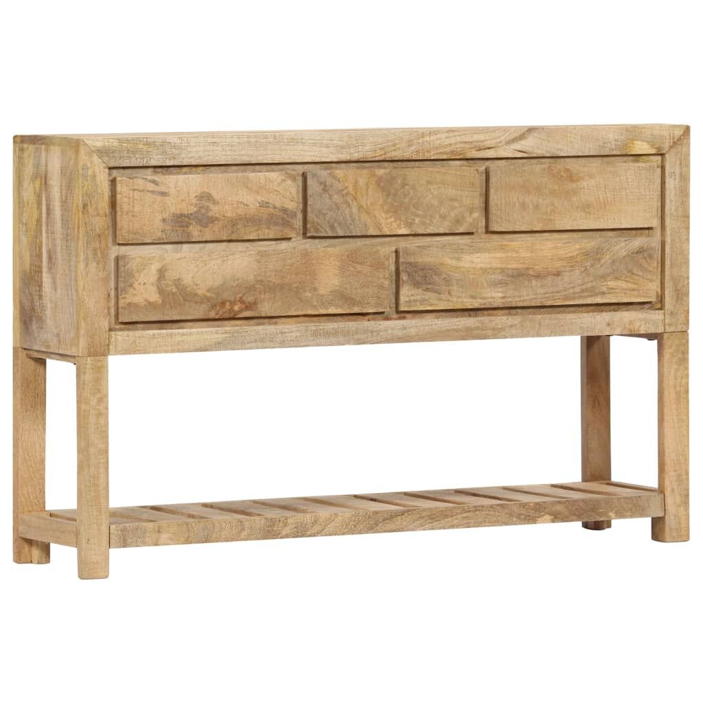 Console bois massif tiroirs – Manguier massif, 5 tiroirs et tablette