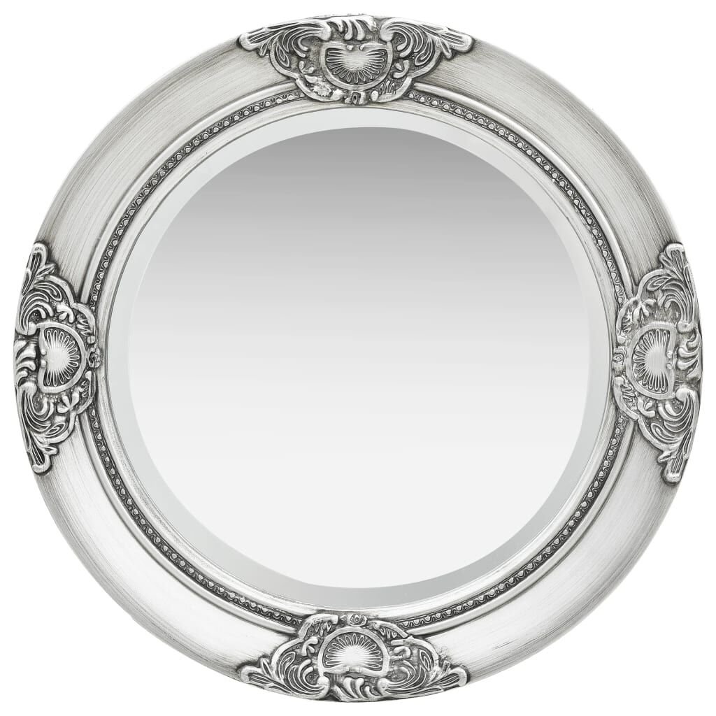 Miroir Baroque Argenté Rond – Cadre Orné