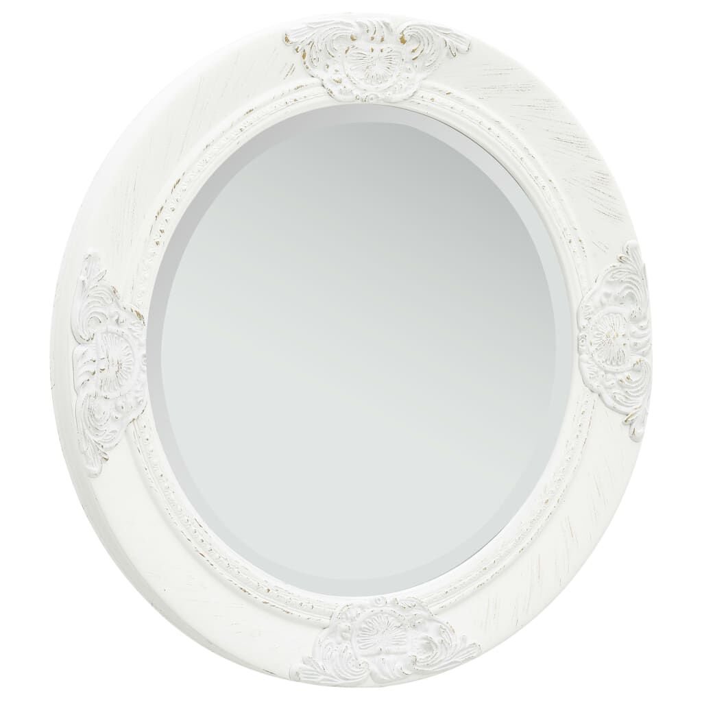 Miroir Baroque Blanc Rond – Cadre Orné