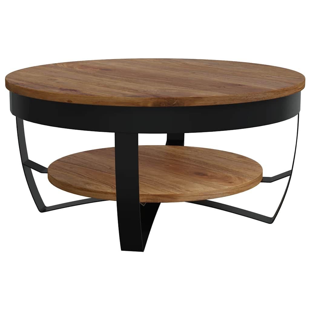 Table Basse Ronde Acacia Massif – Avec Tablette
