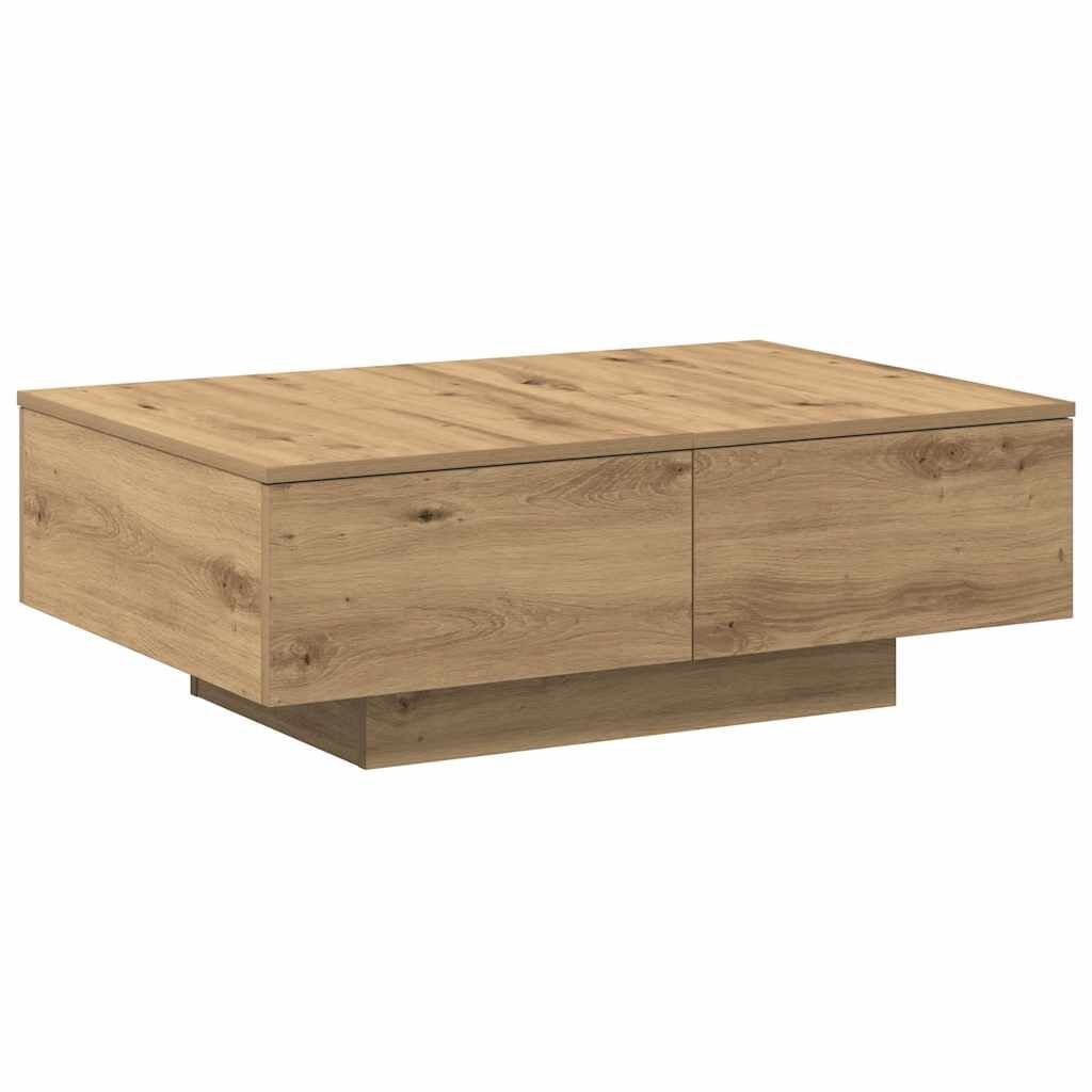 Table Basse Décor Chêne Clair – Rangement 90 cm