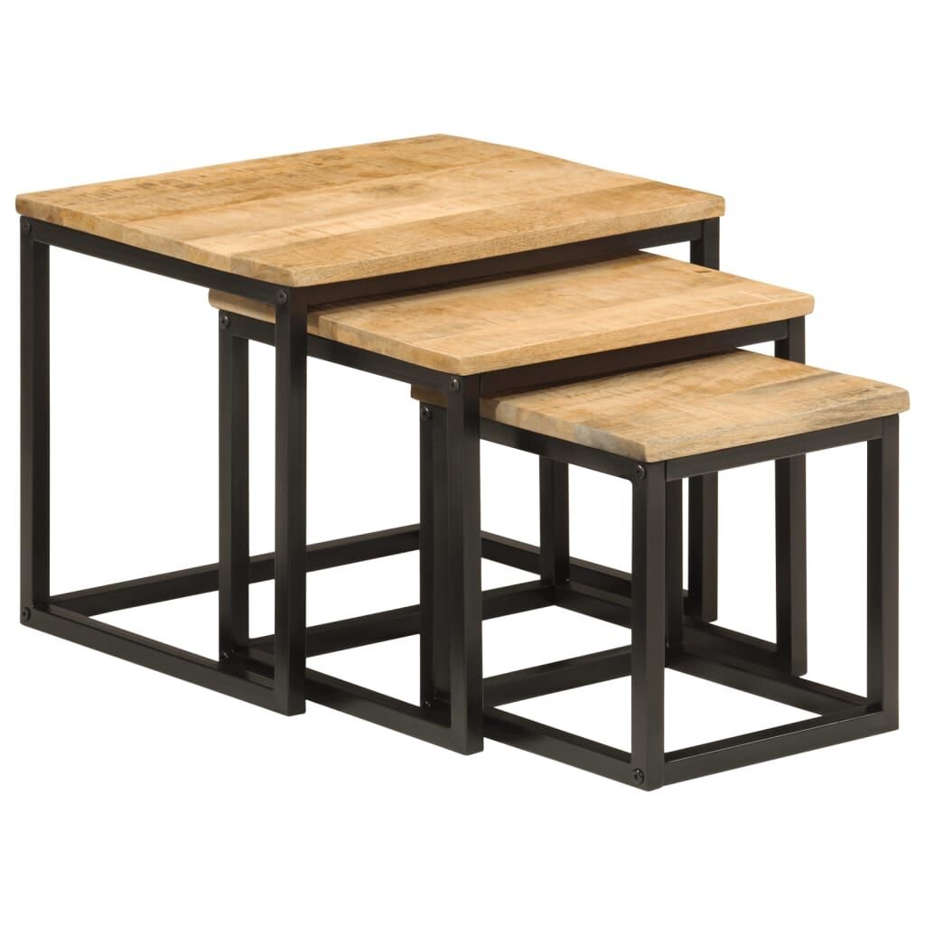 Lot de 3 Tables Basses Gigognes Manguier – Fer Noir