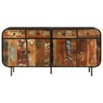 Buffet industriel bois et métal – Massif récupération, 140x35x70 cm – vue 3