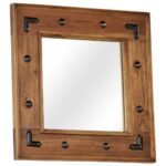 miroir à cadre acacia sur fond clair