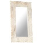 miroir à cadre manguier sur fond clair