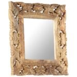 miroir à cadre manguier sur fond clair