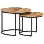 lot de deux tables gigognes rondes sur fond clair
