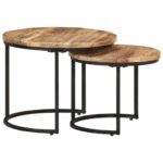 lot de deux tables gigognes rondes sur fond clair