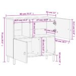 buffet manguier sculpté à portes coulissantes sur fond clair