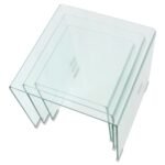 tables gigognes transparentes autour d'un canapé