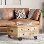 Table basse bois de manguier – Brut, 70 x 70 x 40 cm – vue 3