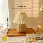 Lampe à Poser Rotin Abat-jour Plissé