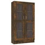 Armoire Vitrine en Verre et Bois — Chêne Fumé, 150 cm