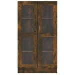 Armoire Vitrine en Verre et Bois — Chêne Fumé, 150 cm