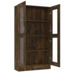 Armoire Vitrine en Verre et Bois — Chêne Fumé, 150 cm